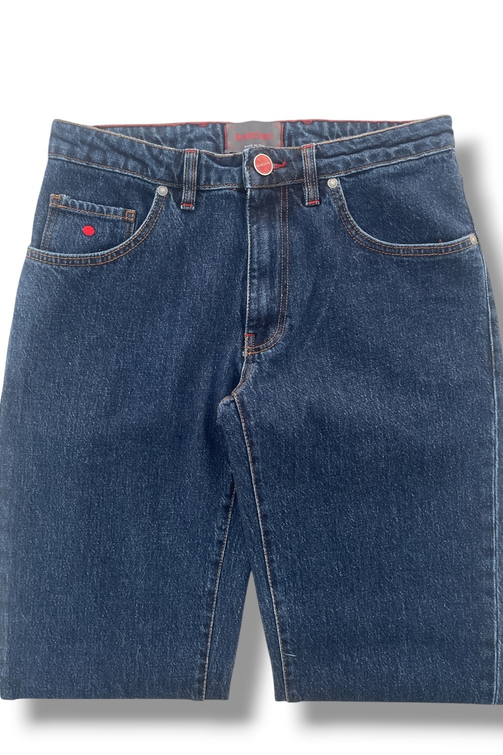 Denim medium wash tessuto giapponese Regular fit color blu scuro - immagine 5