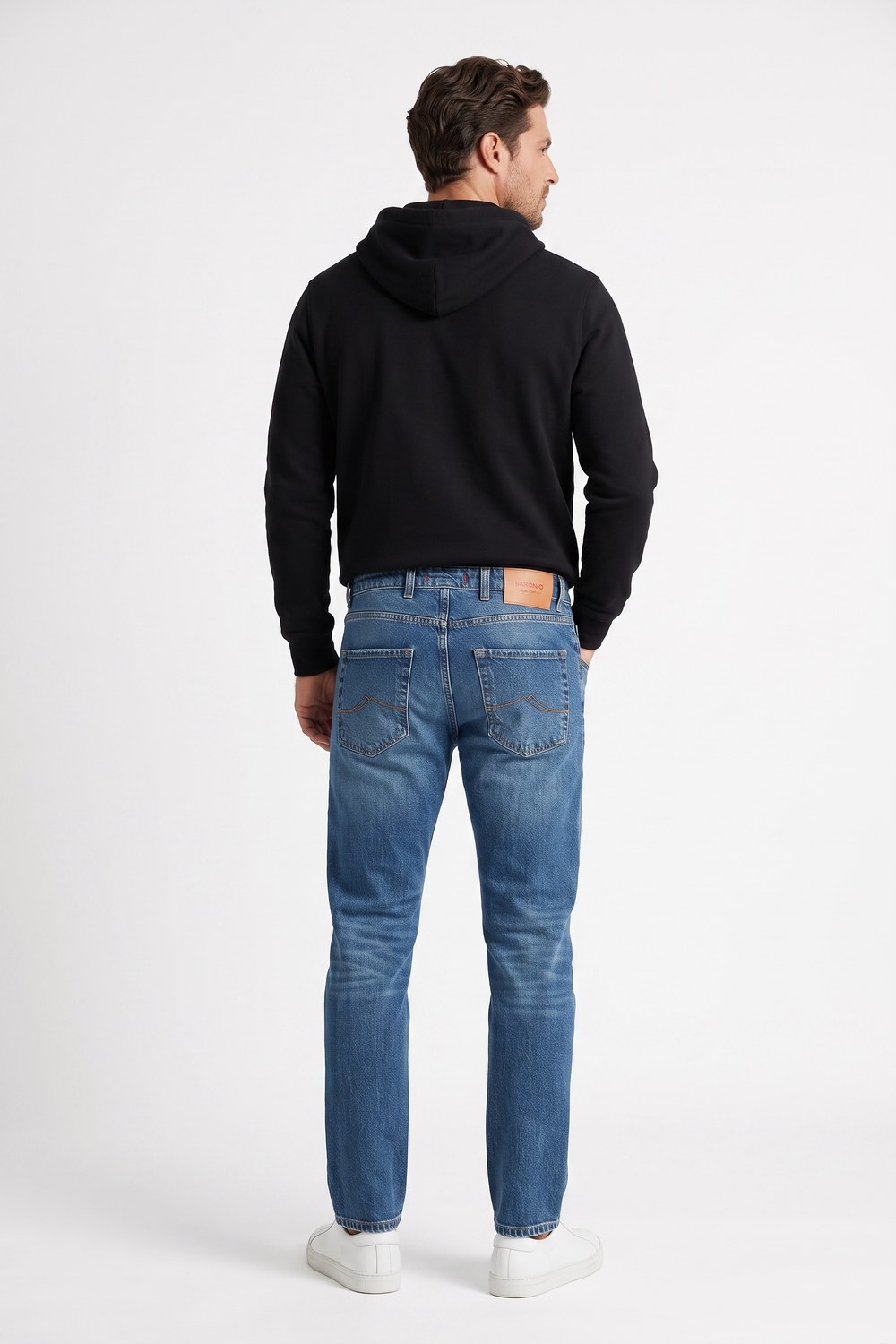 Denim used wash tessuto giapponese Regular fit color blu scuro - immagine 2