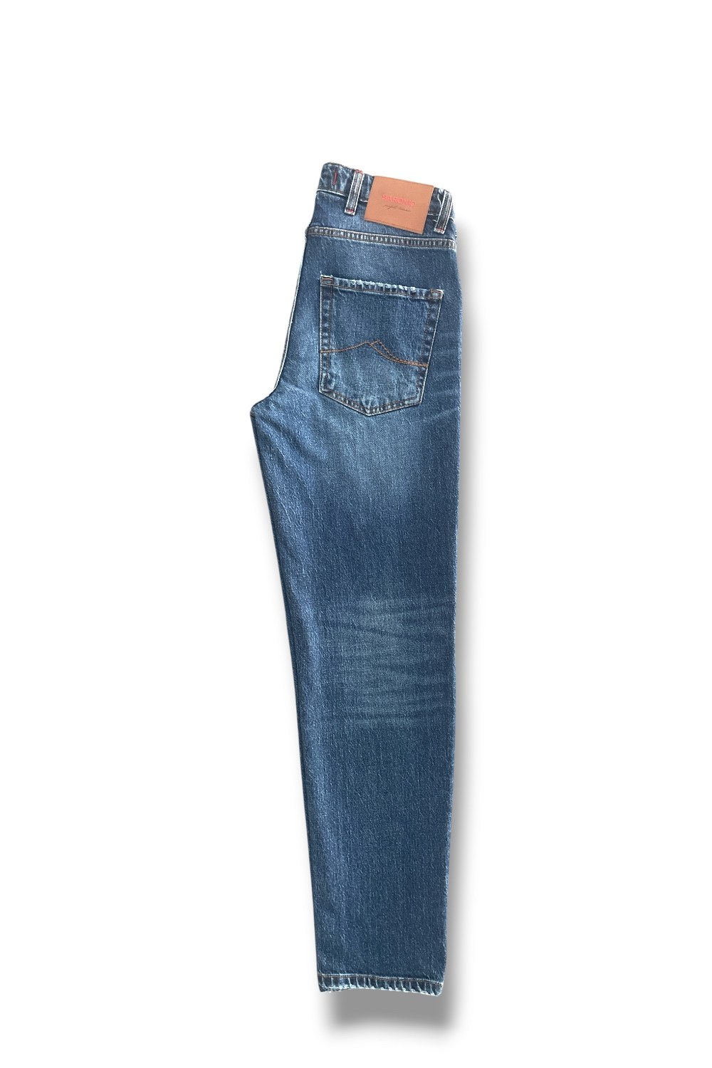 Denim used wash tessuto giapponese Regular fit color blu scuro - immagine 3