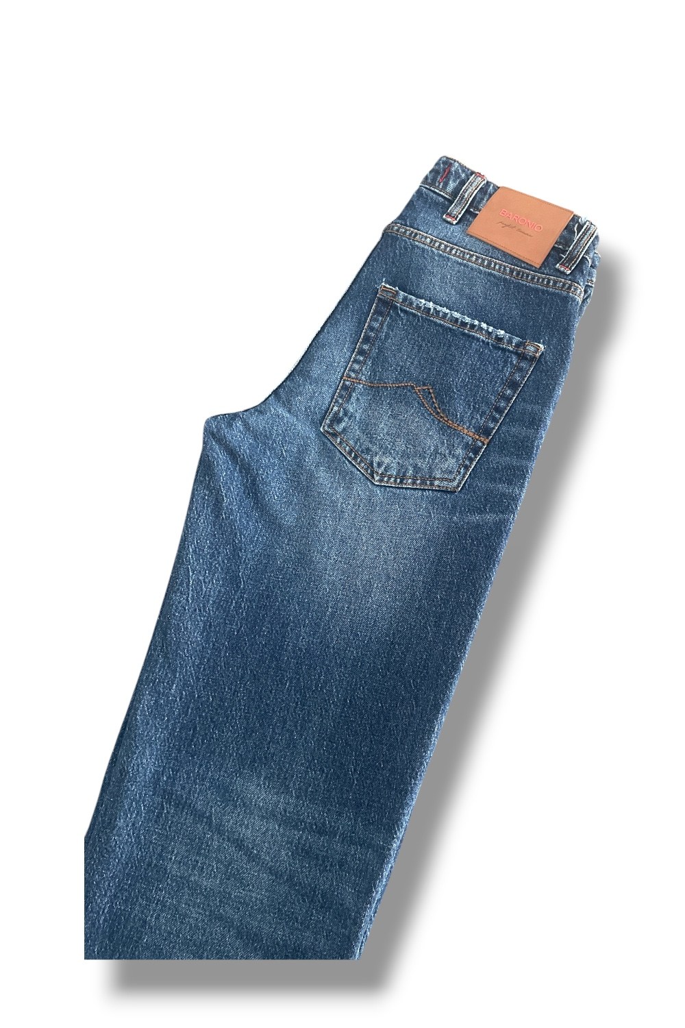 Denim used wash tessuto giapponese Regular fit color blu scuro - immagine 4