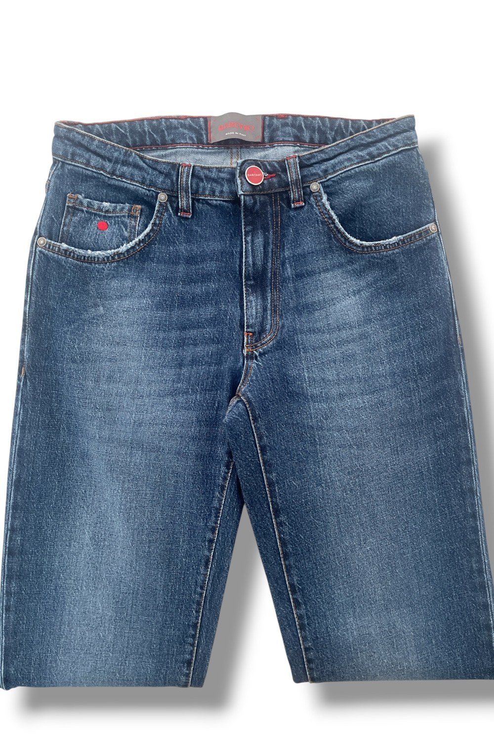Denim used wash tessuto giapponese Regular fit color blu scuro - immagine 5