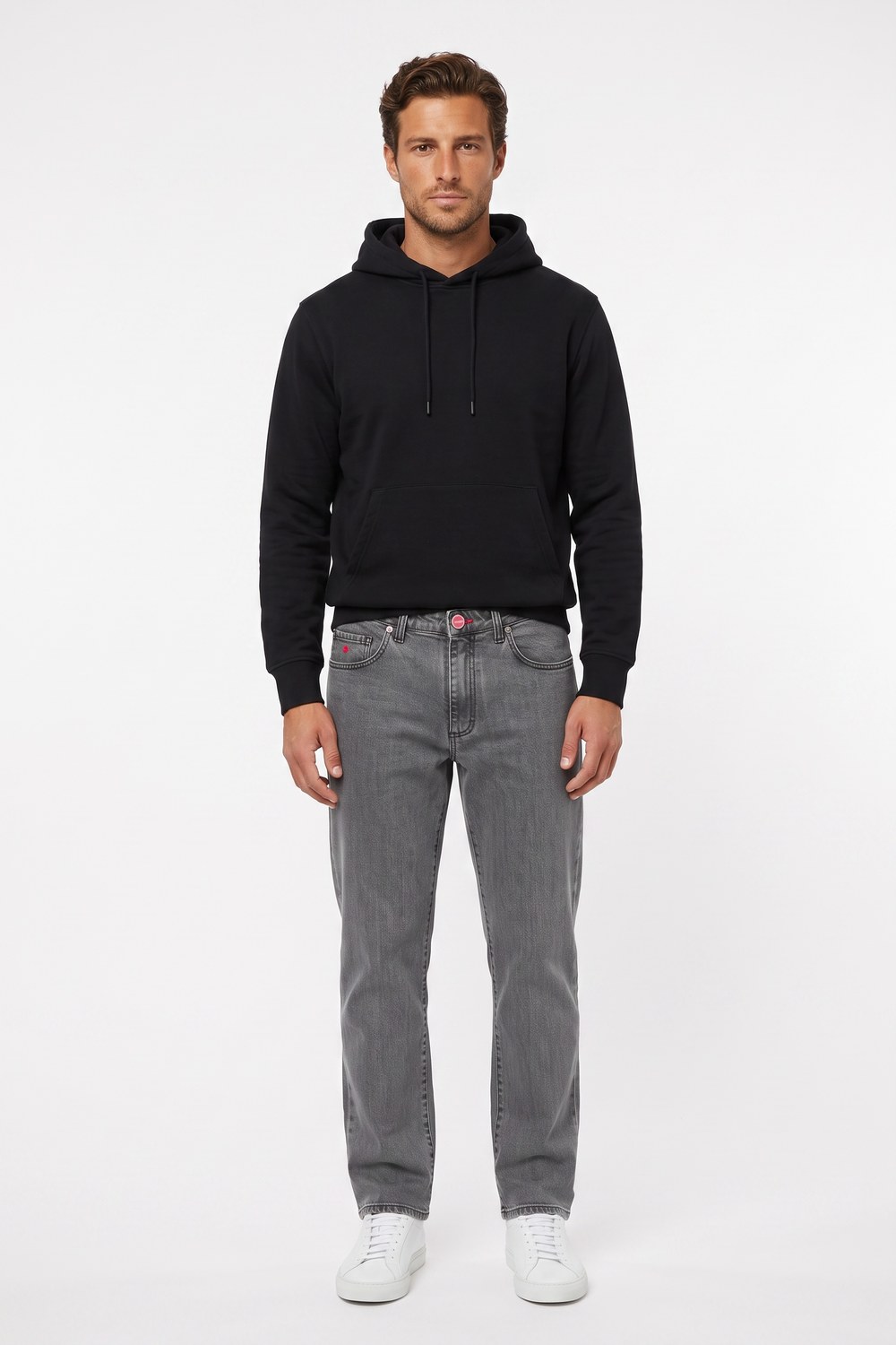 DENIM GRIGIO CON CUCITURE NERE COLOR GRIGIO