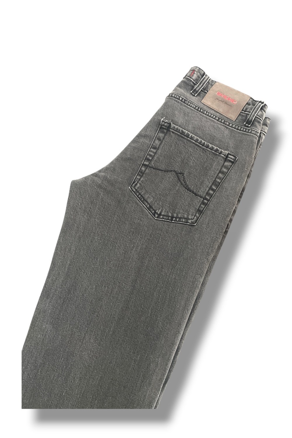 Denim grigio con cuciture nere Regular fit - immagine 4