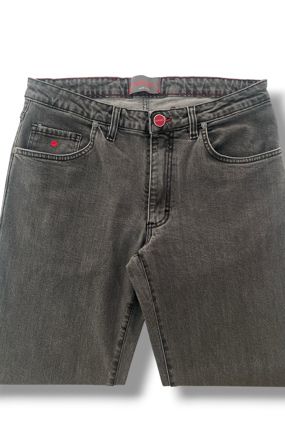 Denim grigio con cuciture nere Regular fit - immagine 5