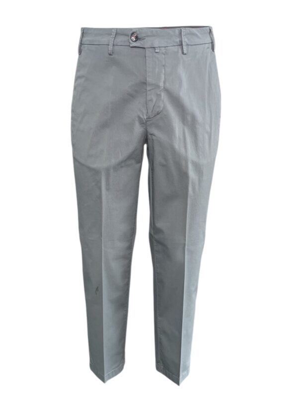 PANTALONE COMFORT FIT CON PATTINE IN TESSUTO ARMATURATO COLOR GRIGIO