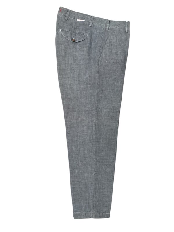 PANTALONE COMFORT FIT IN COTONE E LINO COLOR GRIGIO