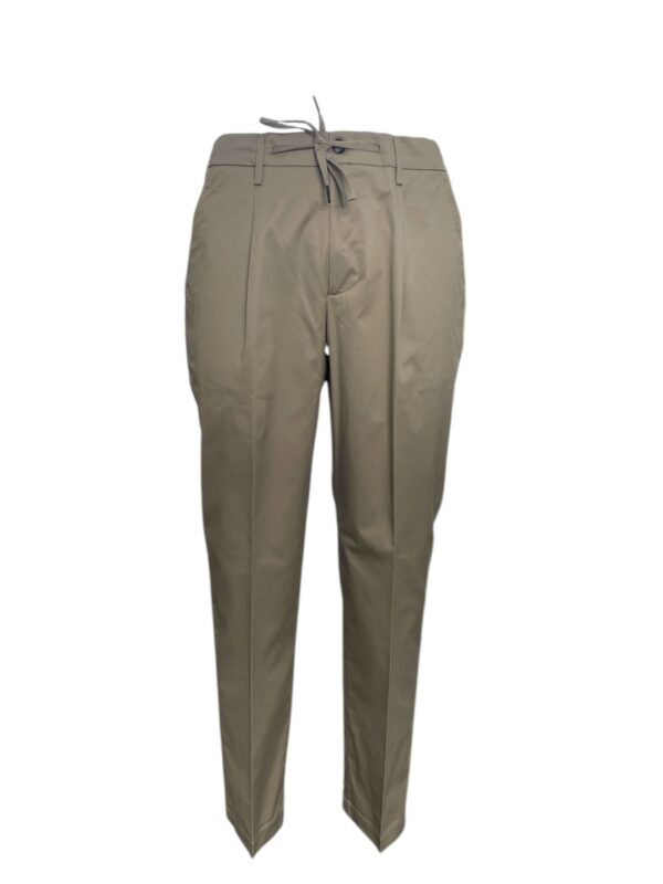 PANTALONE CON COULISSE E PINCES IN COTONE COLOR BEIGE