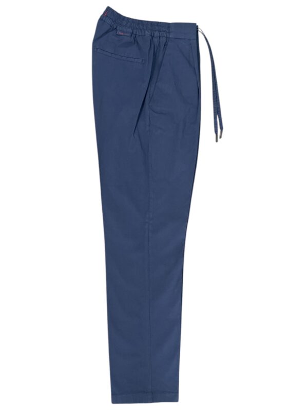 PANTALONE CON COULISSE E PINCES IN POPELINE COLOR BLU