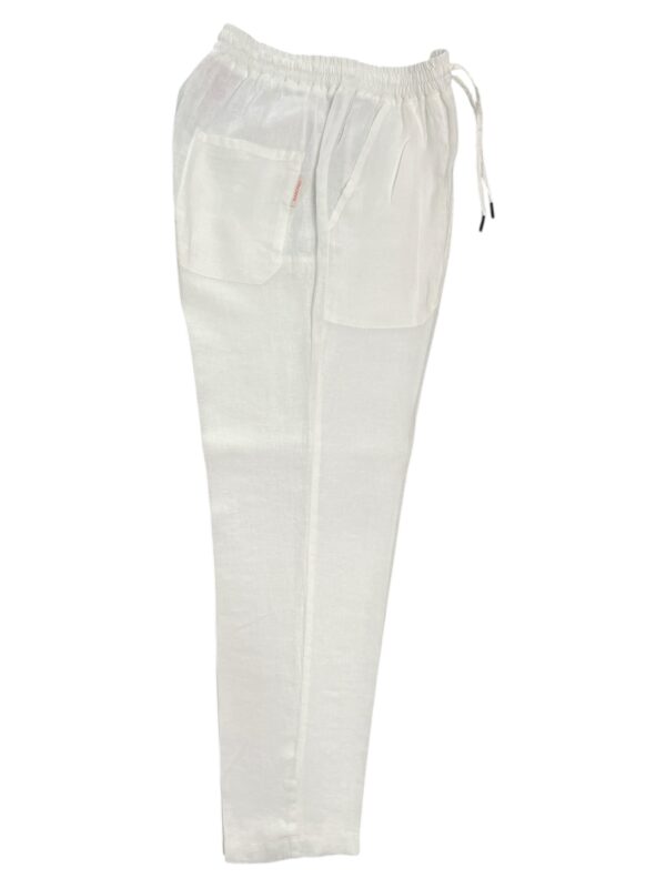 PANTALONE CON COULISSE IN LINO COLOR BIANCO