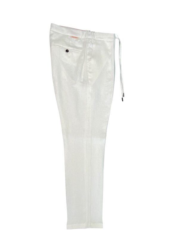 PANTALONE CON COULISSE IN LINO COLOR BIANCO