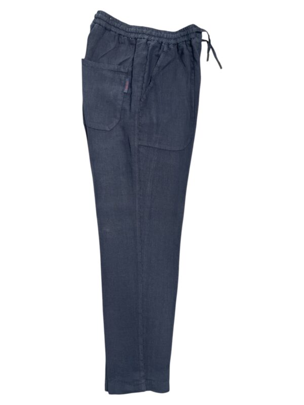 PANTALONE CON COULISSE IN LINO COLOR BLU