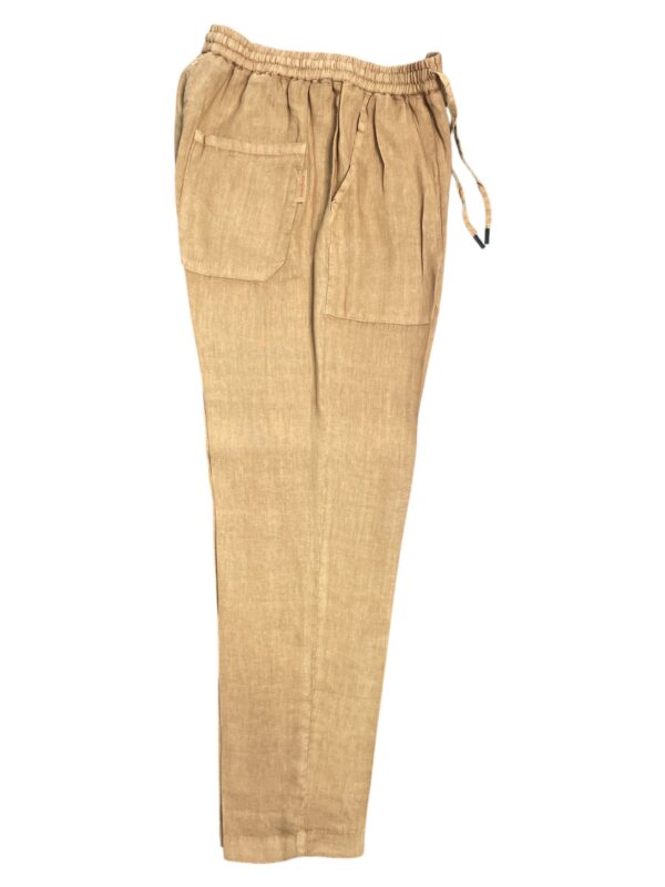 PANTALONE CON COULISSE IN LINO COLOR TEGOLA