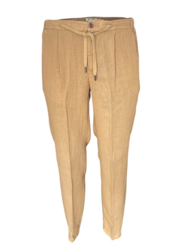 PANTALONE CON COULISSE IN LINO COLOR TEGOLA