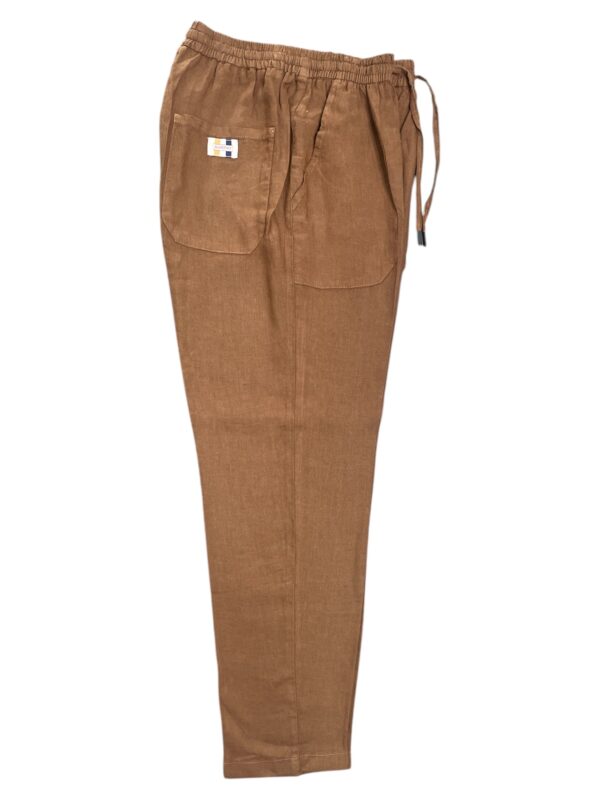 PANTALONE CON COULISSE IN LINO COLOR TORTORA