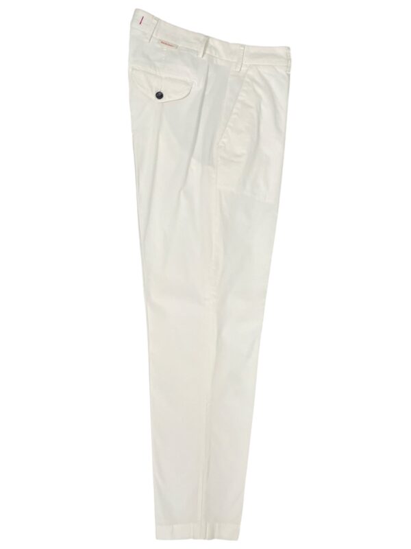 PANTALONE CON PATTINE COMFORT FIT IN POPELINE COLOR BIANCO