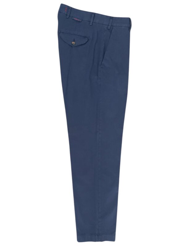 PANTALONE CON PATTINE COMFORT FIT IN POPELINE COLOR BLU CHIARO