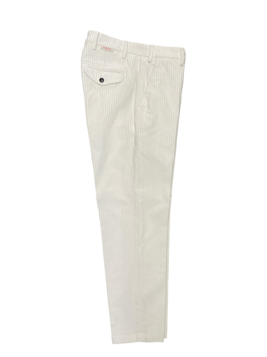 PANTALONE CON PATTINE COMFORT FIT IN VELLUTO ROCCIATORE COLOR PANNA