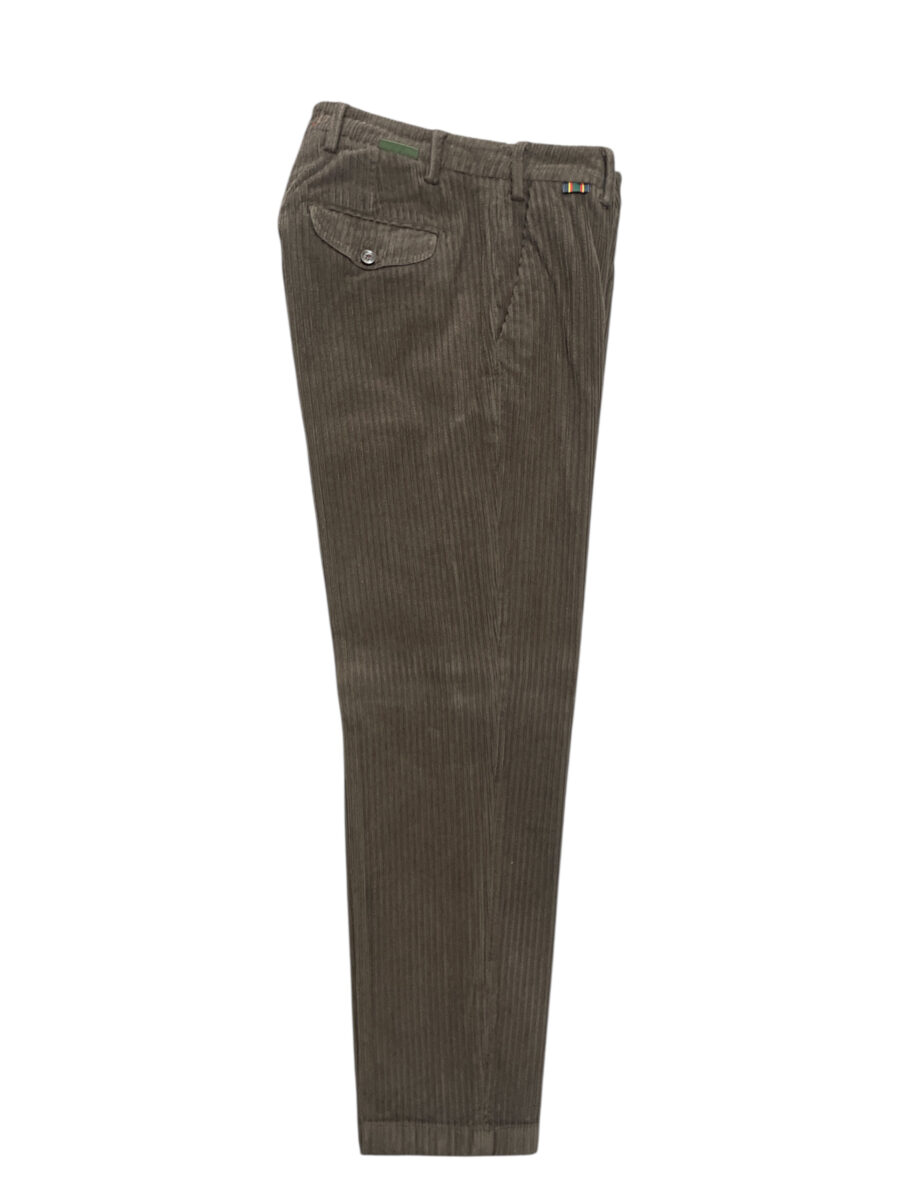 PANTALONE CON PATTINE COMFORT FIT IN VELLUTO ROCCIATORE COLOR TORTORA