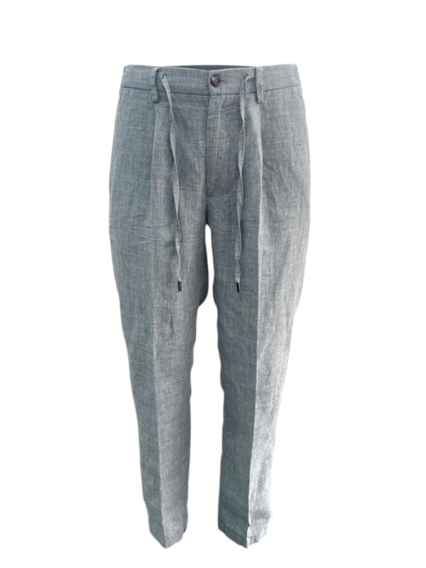 PANTALONE CON PINCES IN LINO COLOR GRIGIO