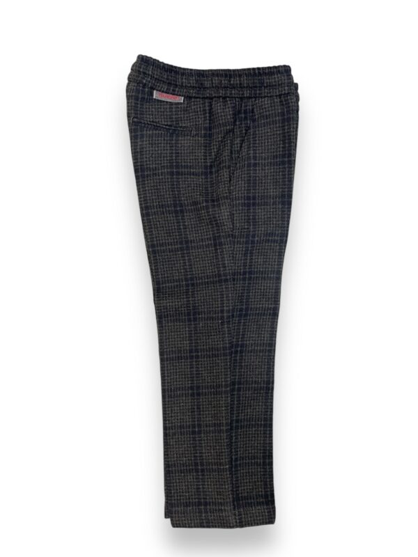 PANTALONE KIDS CON COULISSE A QUADRI IN LANA COLOR GRIGIO
