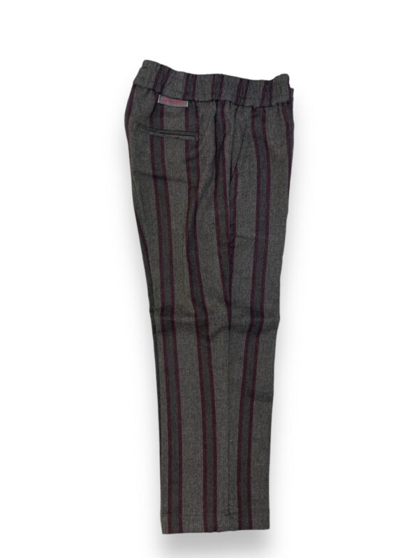 PANTALONE KIDS CON COULISSE A RIGHE IN LANA COLOR GRIGIO