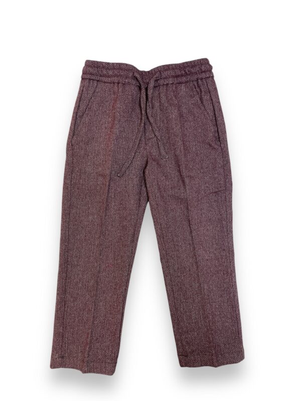 PANTALONE KIDS CON COULISSE SPIGATO IN LANA COLOR BORDEAUX