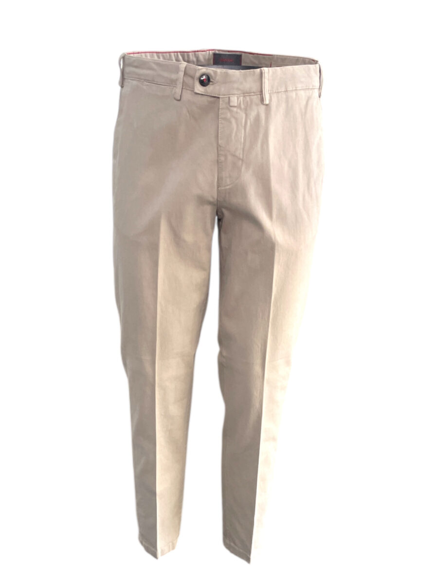 PANTALONE REGULAR FIT IN COTONE ARMATURATO COLOR BEIGE - immagine 2