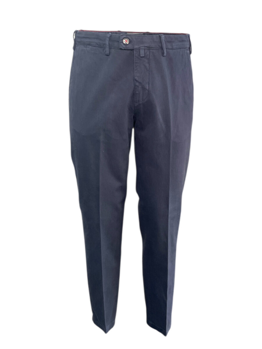 PANTALONE REGULAR FIT IN COTONE ARMATURATO COLOR BLU - immagine 2