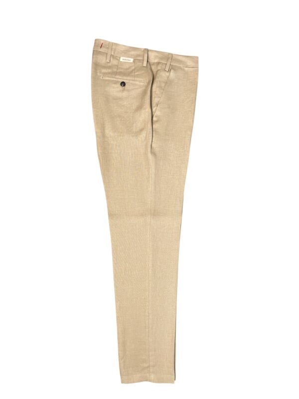 PANTALONE REGULAR FIT IN LINO COLOR FANGO