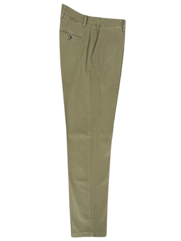 PANTALONE REGULAR FIT IN POPELINE COLOR VERDE OLIVA