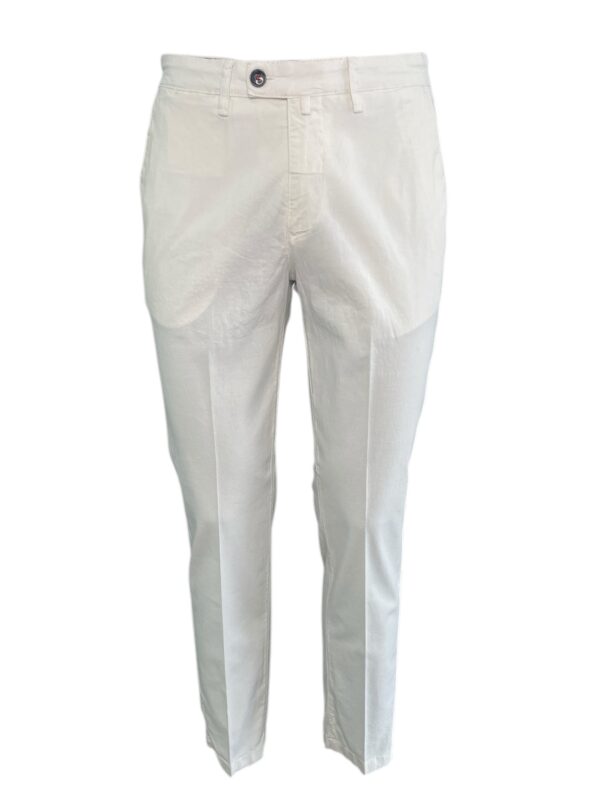PANTALONE REGULAR FIT IN TESSUTO ARMATURATO COLOR BIANCO