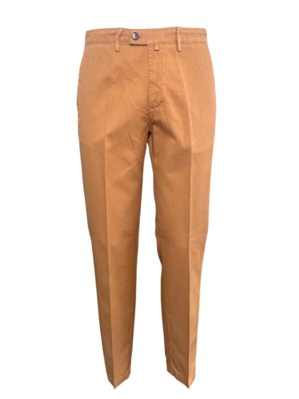 PANTALONE REGULAR FIT IN TESSUTO DIAGONALE COLOR ARANCIO