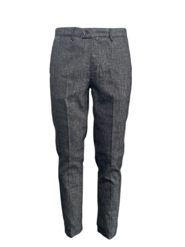 PANTALONE REGULAR FIT JEANS IN LINO COLOR NERO