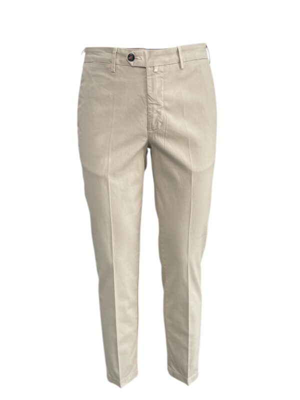 PANTALONE SLIM FIT IN GABARDINE ARMATURATO COLOR BEIGE