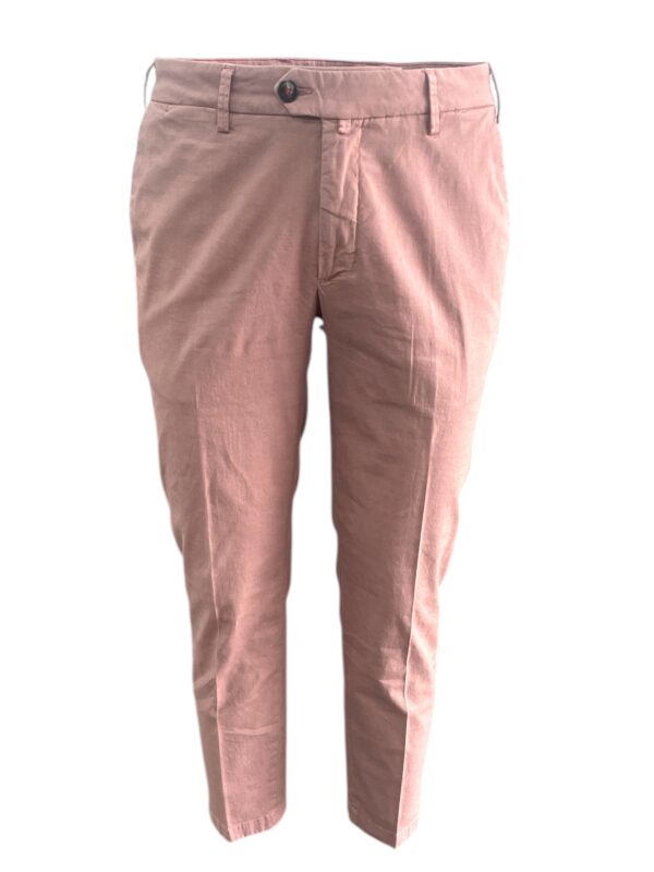 PANTALONE SLIM FIT IN LINO COLOR ROSA ANTICO