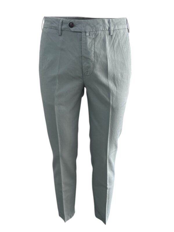 PANTALONE SLIM FIT IN LINO DIAGONALE COLOR GRIGIO