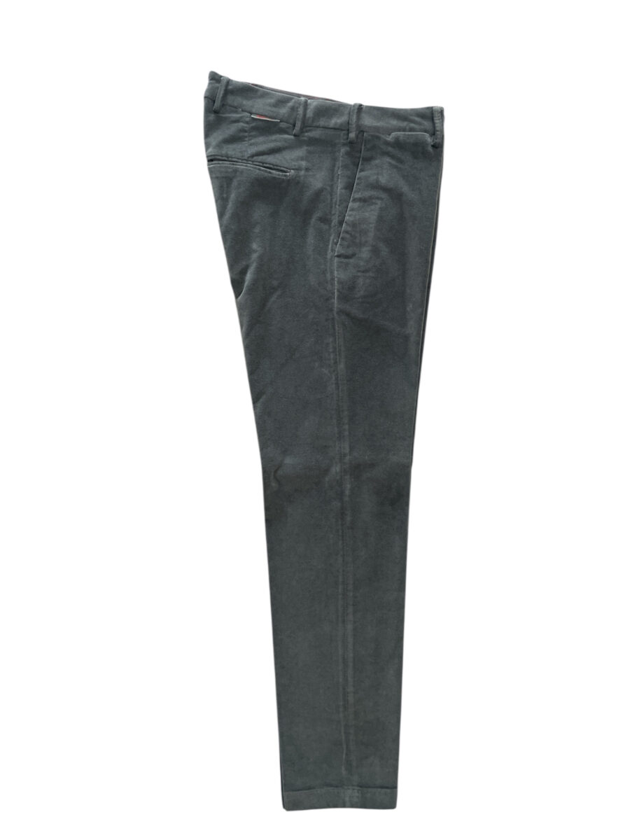PANTALONE SLIM FIT IN VELLUTO LISCIO COLOR GRIGIO MEDIO