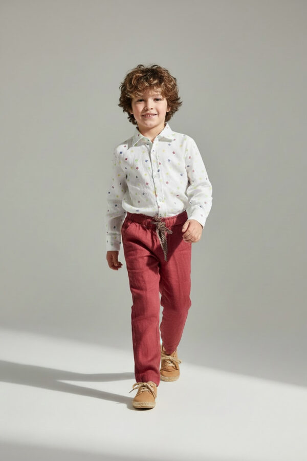 PANTALONE CON COULISSE IN LINO COLOR RUGGINE