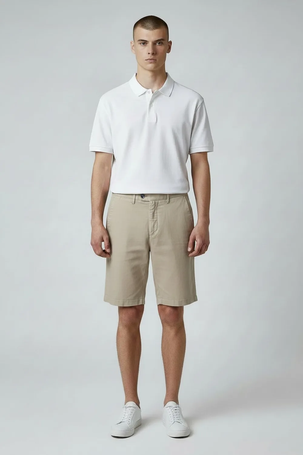 SHORT REGULAR FIT IN 100%LINO COLOR BEIGE