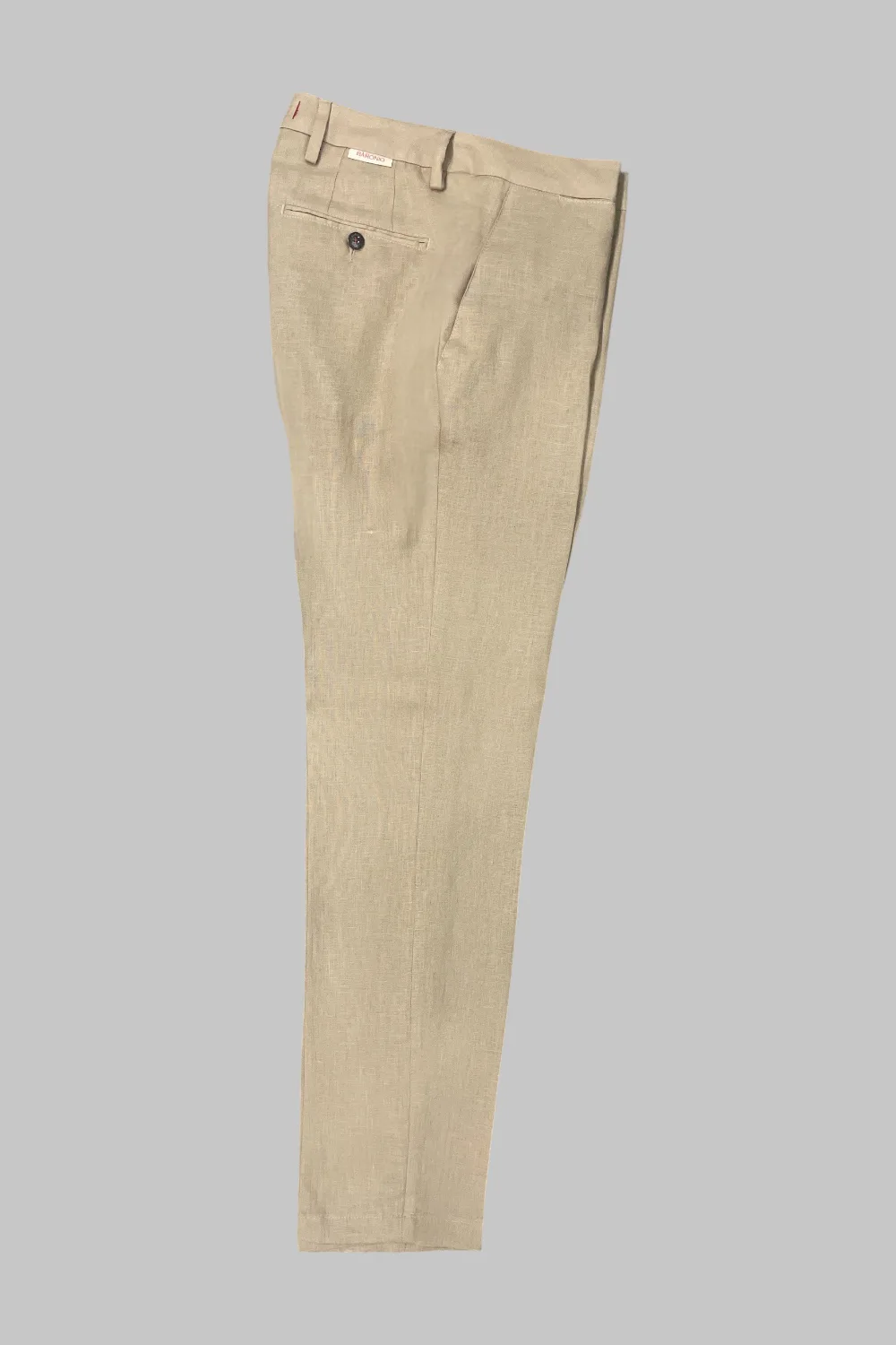 PANTALONE SARTORIALE IN 100% LINO COLOR FANGO