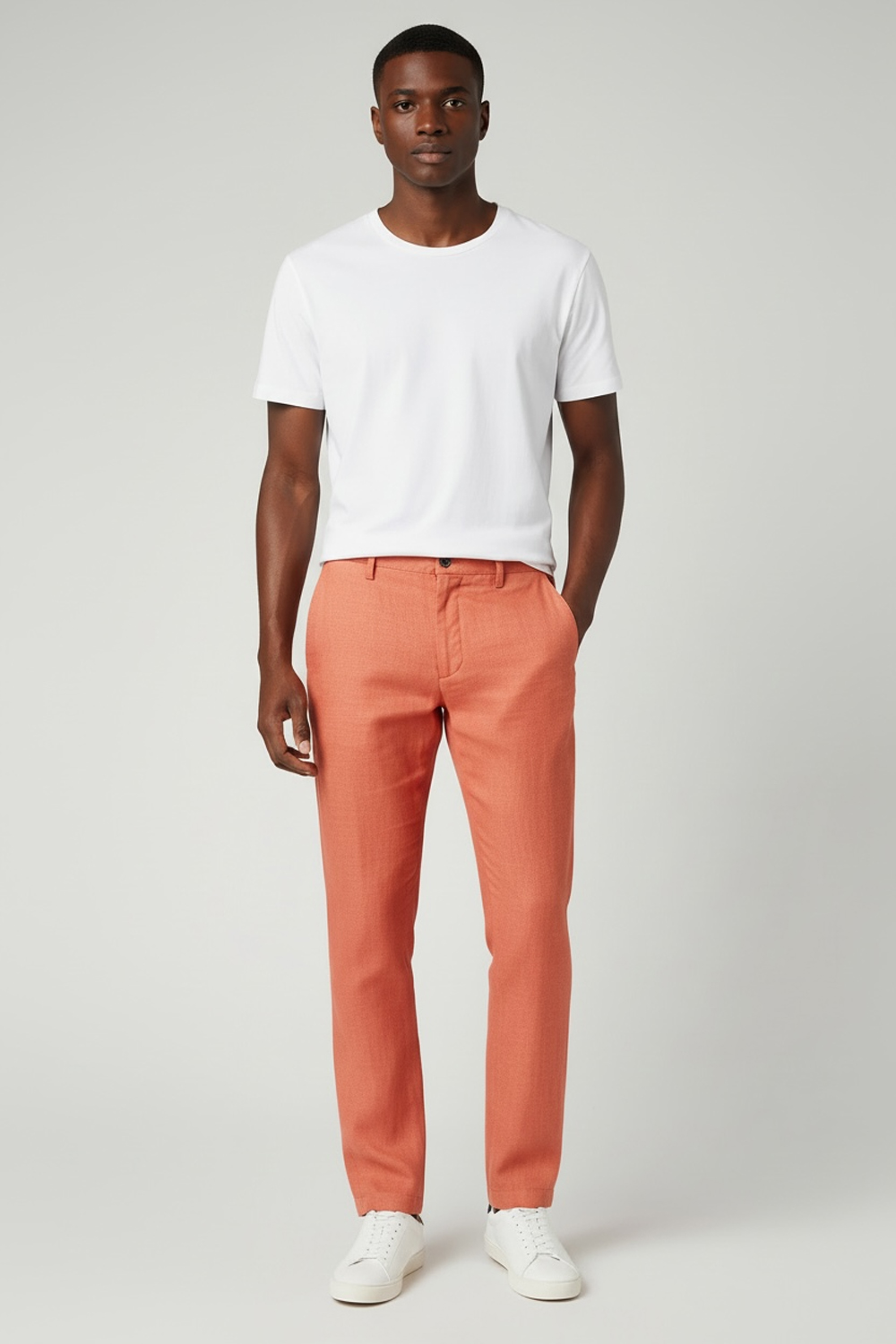 PANTALONE CON COULISSE IN LINO COLOR ARANCIO