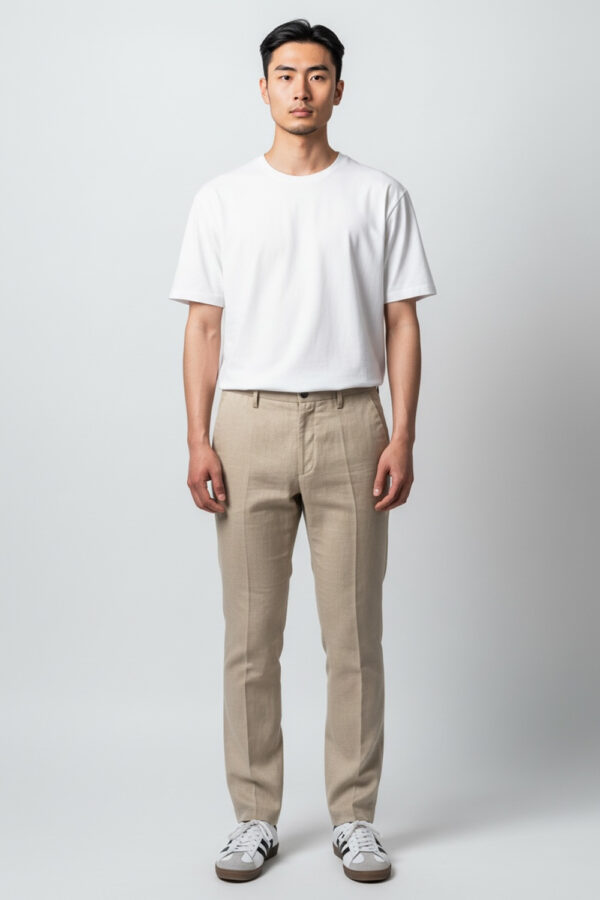 PANTALONE CON COULISSE IN LINO COLOR BEIGE