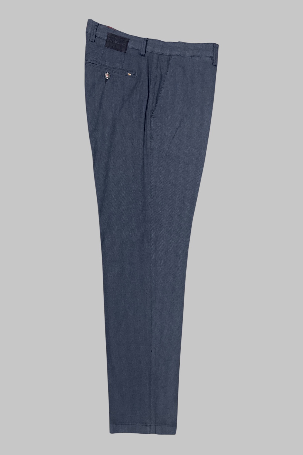 PANTALONE CHINO REGULAR FIT IN MISTO LINO COLOR BLU SCURO