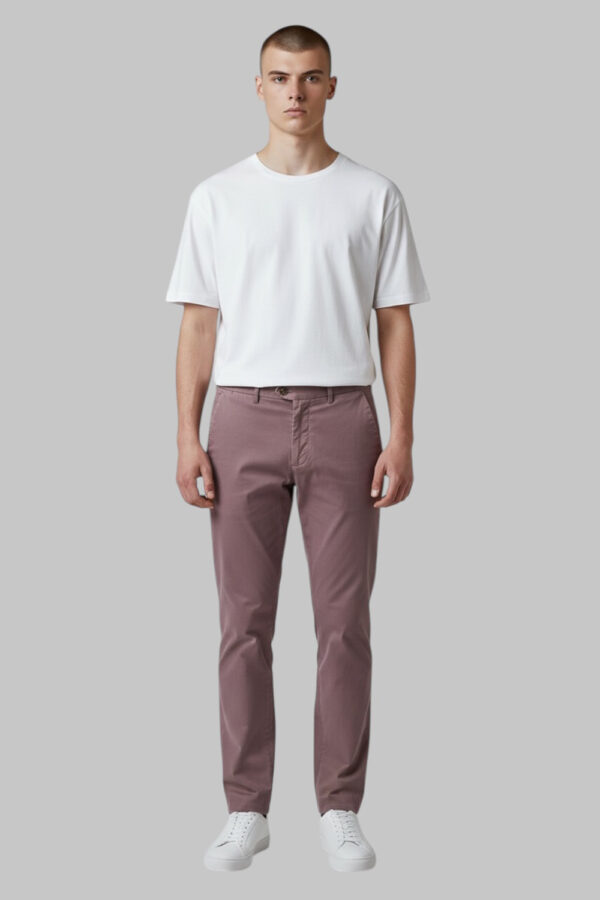 PANTALONE REEF SLIM FIT IN MISTO LINO COLOR ROSA ANTICO