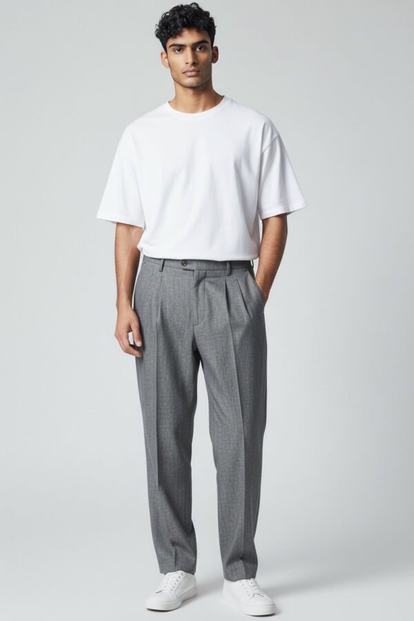 PANTALONE SARTORIALE CON DOPPIA PINCES COLOR BLU SCURO