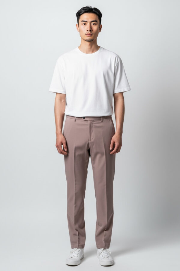 PANTALONE REEF SLIM FIT IN FRESCO LANA COLOR ROSA ANTICO