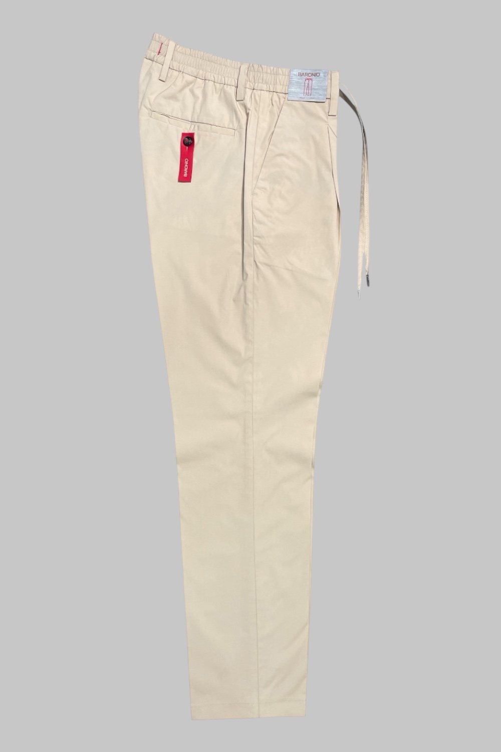 PANTALONE CON COULISSE E PINCES IN GABARDINE TINTO PEZZA COLOR BEIGE