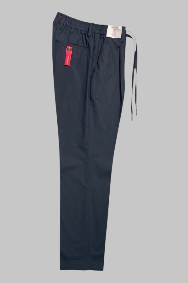 PANTALONE CON COULISSE E PINCES IN GABARDINE TINTO PEZZA COLOR BLU SCURO