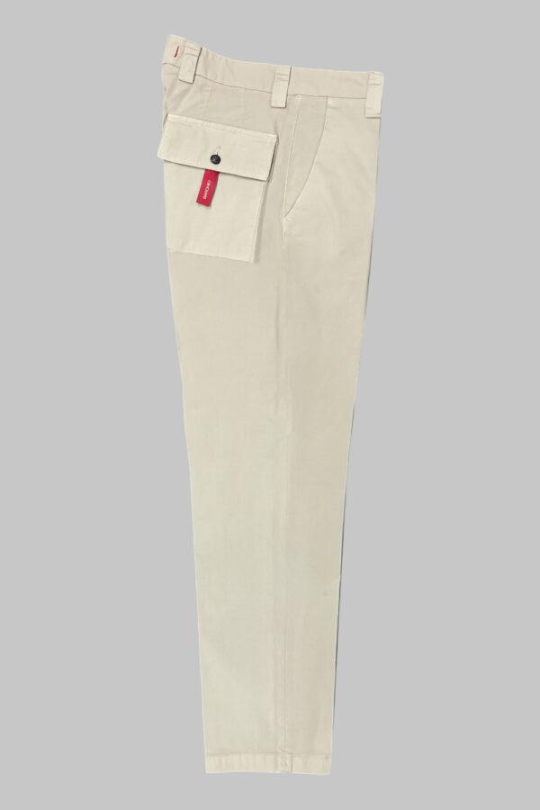 PANTALONE TASCA AMERICA CON TASCHE SUL RETRO IN POPELINE COLOR BEIGE