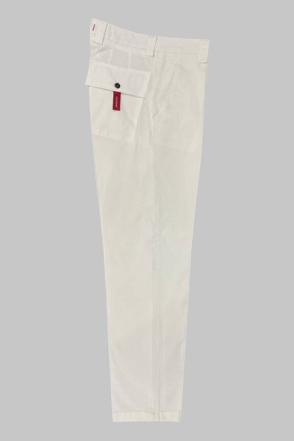 PANTALONE TASCA AMERICA CON TASCHE SUL RETRO IN POPELINE COLOR BIANCO